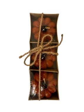 (2 for $10) Decorative Mini Orange Pumpkin Candle Trio